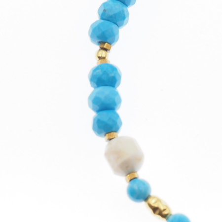 Bransoletka regulowana - Turkus, Howlit, Hematyt i srebro złocone