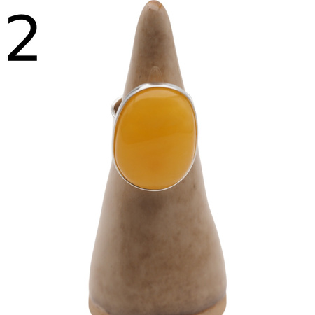 Pierścionek regulowany - Mleczny Bursztyn owal w srebrze