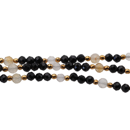 Bransoletka mix - Apatyt, Turmalin, cytryn, kwarc różowy i srebro złocone