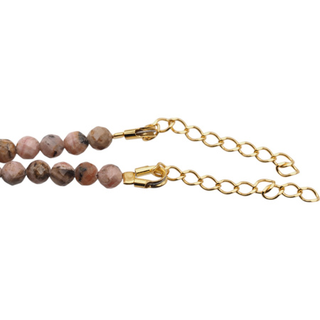 Bransoletka - Rodochrozyt kulki i srebro pozłacane 