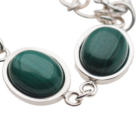 Bransoletka z owalnym malachitem w srebrze