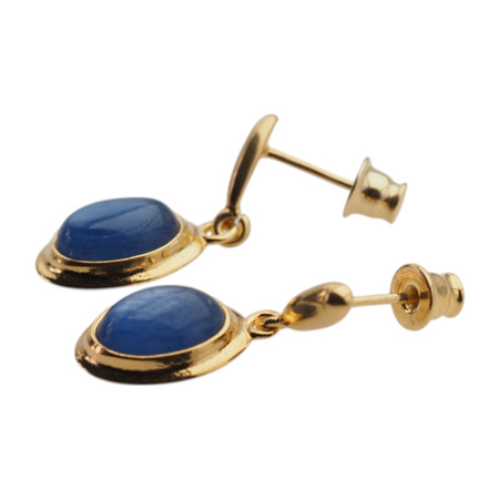 Kolczyki wiszące sztyfty - kyanit i srebro złocone