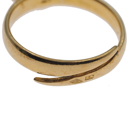 Pierścionek regulowany z Bursztynem Koniakowym - kulka w srebrze złoconym