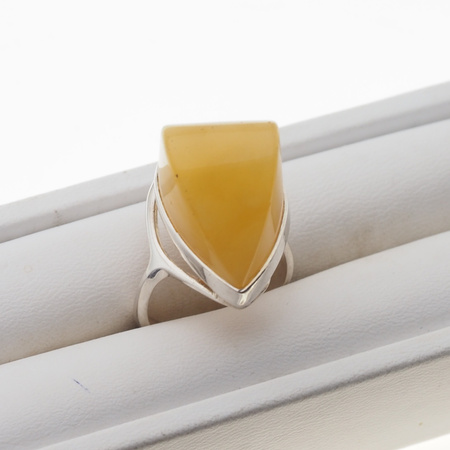 Pierścionek regulowany - Mleczny Bursztyn w srebrze