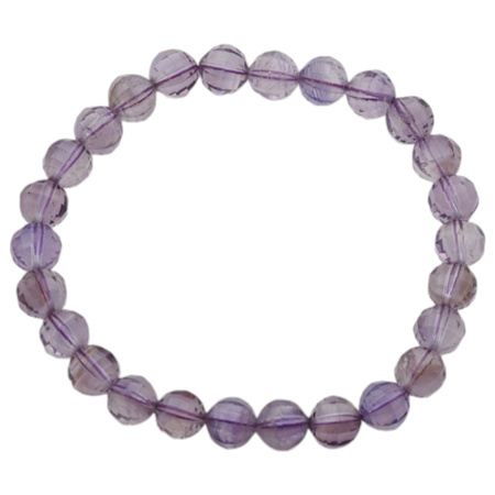Bransoletka 18,5-19 cm na gumce - Ametyst fasetowane kulki 7mm