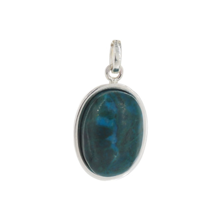Zawieszka - Chryzokola owal 15x11 mm w srebrze