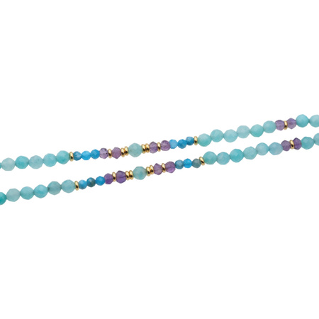 Bransoletka - Apatyt, Amazonit, Ametyst i srebro złocone