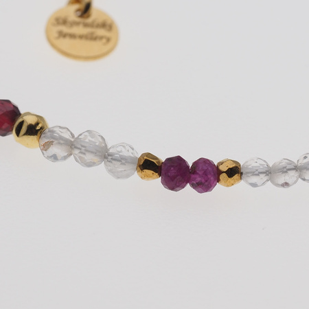 Bransoletka znak zodiaku lew - mix kamieni i srebro złocone