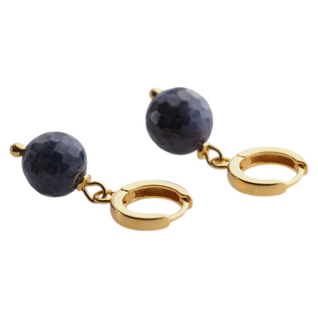 Kolczyki - Szafir kulka w srebrze zloconym