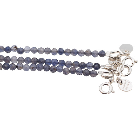 Bransoletka - Iolit cięte kulki i srebro