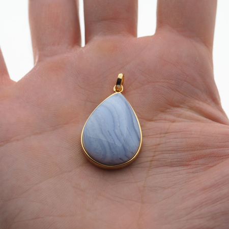 Zawieszka - Chalcedon łza w srebrze złoconym