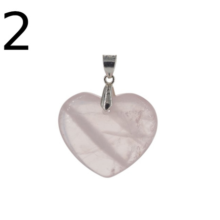 Zawieszka - Kwarc Różowy serce w srebrze