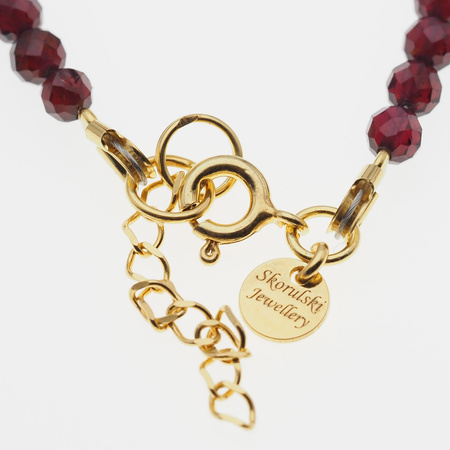 Naszyjnik - Granat, Turmalin czarny, Hematyt i srebro złocone