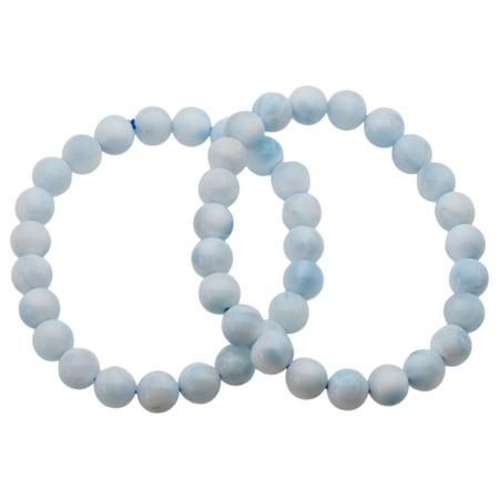 Bransoletka 18,5-19cm na gumce - larimar kulki 8mm