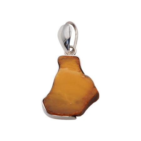 Zawieszka - surowy Bursztyn mleczny plastry w srebrze 