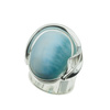 Pierścionek z owalnym Larimarem w srebrze z liściem