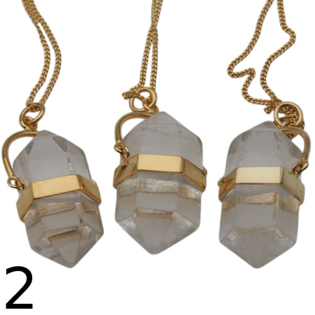 Naszyjnik - Kryształem Górskim sopel w okuciu na łańcuszku złoconym