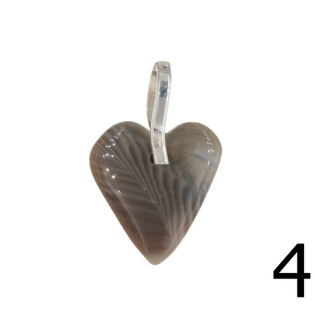 Zawieszka serce - Krzemień Pasiasty i srebro