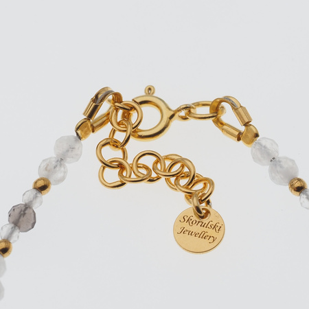 Bransoletka - Kwarc Dymny, Kamień Księżycowy, mix kamieni i srebro złocone