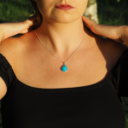 Zawieszka - Turkus łza w srebrze