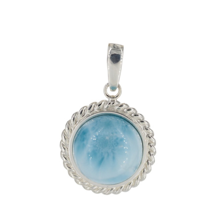 Zawieszka - larimar okrągły 16mm w srebrze