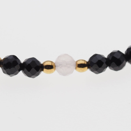 Naszyjnik mix - Turmalin, cytryn, kwarc różowy i srebro złocone