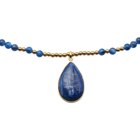 Naszyjnik z Kyanitem – ręcznie wykonany, srebro pozłacane 925