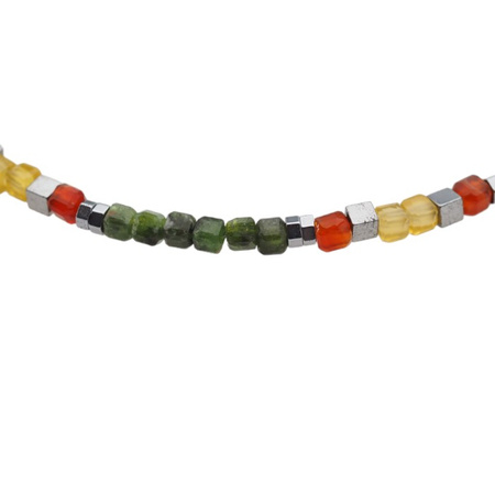 Bransoletka - Diopsyd, Agat, Hematyt kostki i srebro