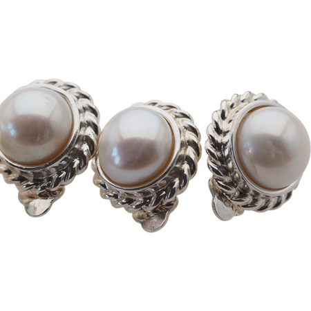 Klipsy - Perły białe koło w srebrze