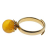 Pierścionek regulowany z Bursztynem Koniakowym - kulka w srebrze złoconym