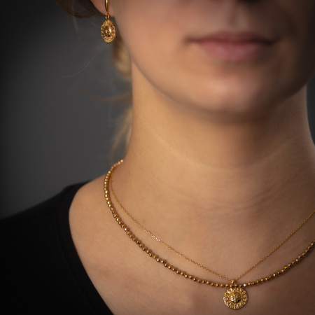 Naszyjnik - złoty, cięty Hematyt i srebro złocone