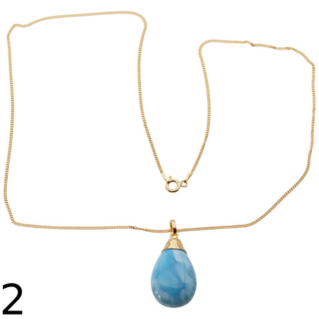 Naszyjnik z zawieszką - Larimar i srebro złocone