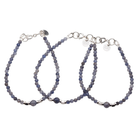 Bransoletka - Iolit cięte kulki i srebro