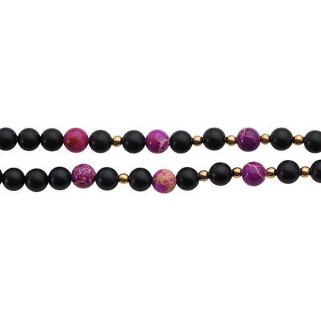 Bransoletka z fioletowym Jaspisem cesarskim i Onyksem – srebro pozłacane 24k