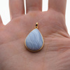 Zawieszka - Chalcedon łza w srebrze złoconym