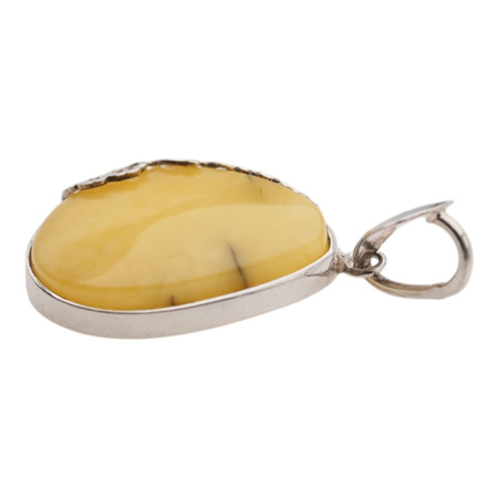 Zawieszka - Bursztyn mleczny łza w srebrze