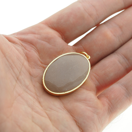 Zawieszka z owalnym Kamieniem Słonecznym w srebrze złoconym