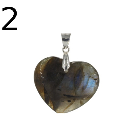 Zawieszka - Labradoryt serce w srebrze