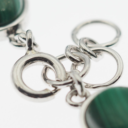 Bransoletka z owalnym malachitem w srebrze rodowanym