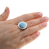Pierścionek regulowany z owalnym Larimarem w srebrze rodowanym