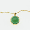 Naszyjnik srebrny złocony - Agat zielony okrągły na łańcuszku