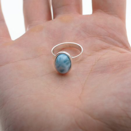 Pierścionek regulowany - owalny Larimar 13x9 mm w srebrze