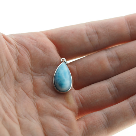 Zawieszka - larimar łza w srebrze rodowanym