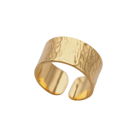 Pierścionek - obrączka młotkowana w srebrze złoconym