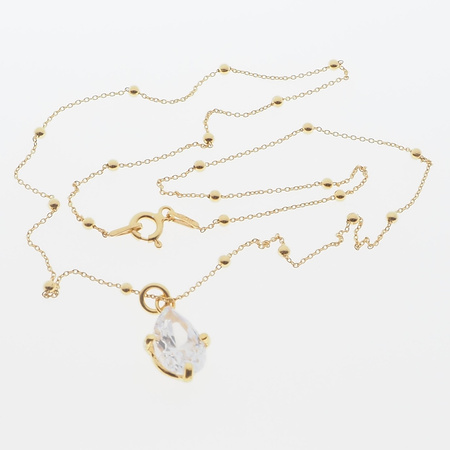 Naszyjnik z kryształkiem na łańcuszku - srebro złocone