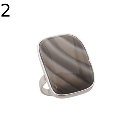 Srebrny pierścionek z Krzemieniem Pasiastym – ręcznie wykonany, srebro 925