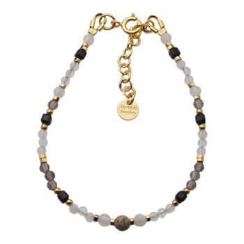 Bransoletka znak zodiaku Koziorożec - mix kamieni i srebro złocone