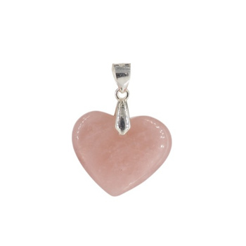 Zawieszka - Kwarc Różowy serce w srebrze