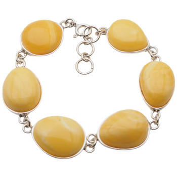 Bransoletka z mlecznym bursztynem w srebrze