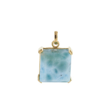Zawieszka - larimar kwadrat w srebrze złoconym